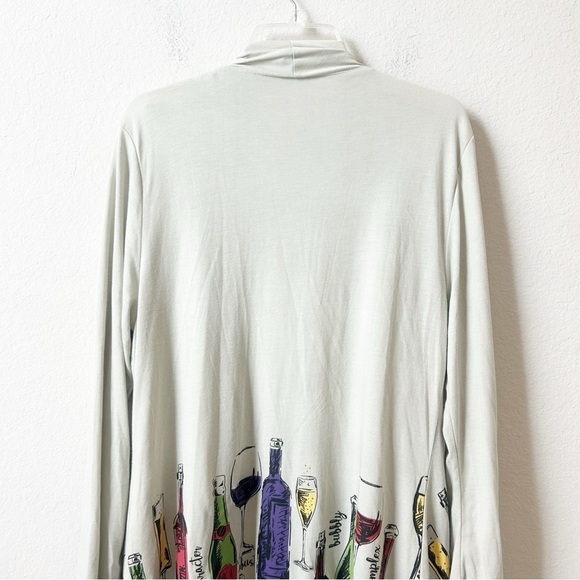 A Walk in The Park Wineology Wine Glasses Print Long Sleeve Kimono Cardigan 2X - Picture 11 of 12